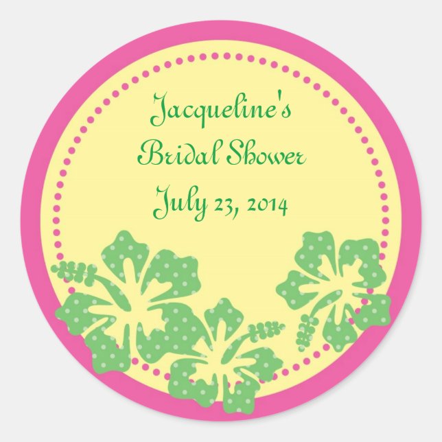 Adesivo Redondo Hibiscus Hawaiian Sticker (Frente)