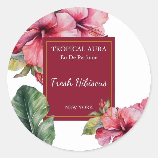 Adesivo Redondo Hibiscus Perfume Label (Frente)