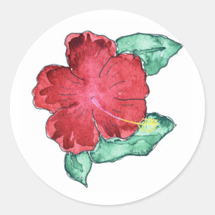 Adesivo Redondo Hibiscus Sticker
