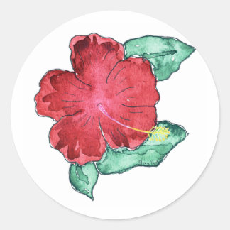 Adesivo Redondo Hibiscus Sticker