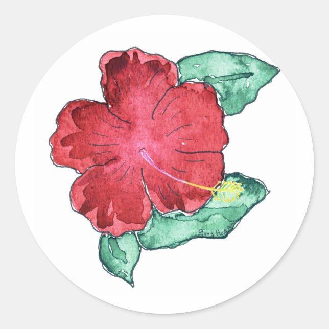 Adesivo Redondo Hibiscus Sticker (Frente)