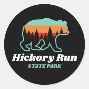 Adesivo Redondo Hickory Run State Park Pensilvânia PA Bear Retro