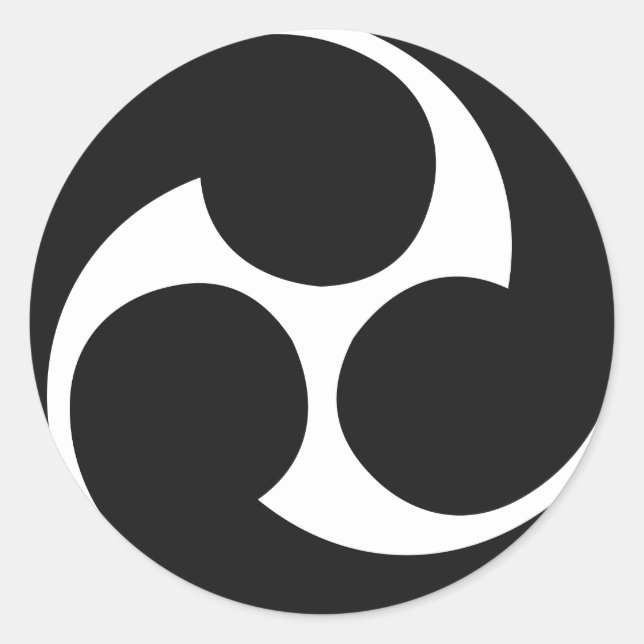 Adesivo Redondo Hidari Mitsudomoe 左 三 つ 巴 Taiko Sticker (Frente)