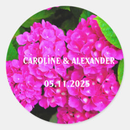 Adesivo Redondo Hidrangea Fotografias Florais Rosa Elegante