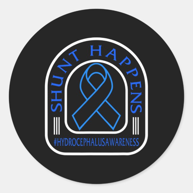 Adesivo Redondo Hidrocefalia Caça de Consciência Acontece Fita Azu (Frente)