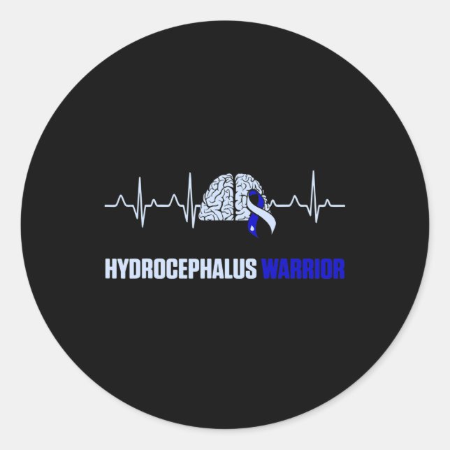 Adesivo Redondo Hidrocephalus Survivor Heartbeat Warrior (Frente)