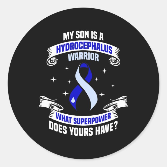 Adesivo Redondo Hidrocephalus Survivor Son Power Warrior (Frente)