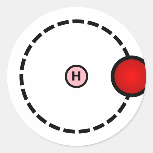 Adesivo Redondo Hidrogênio Atom (Frente)