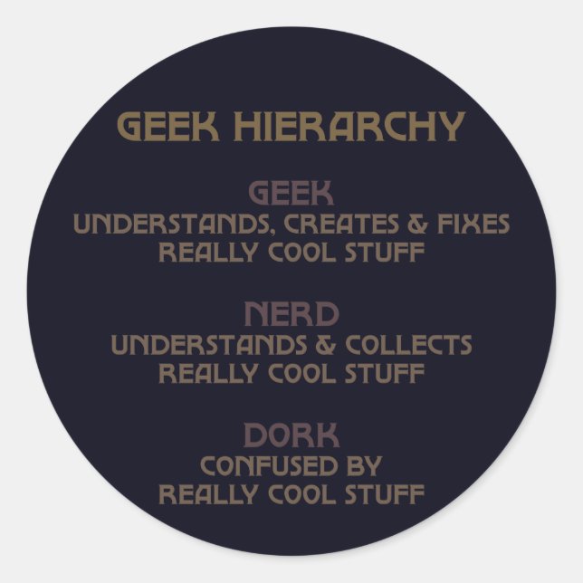 Adesivo Redondo Hierarquia de geeks (Bronzed) (Frente)
