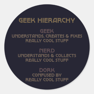 Adesivo Redondo Hierarquia de geeks (Bronzed)
