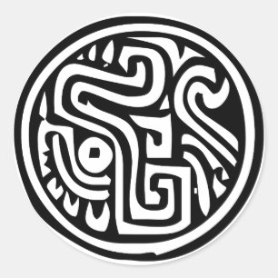 Adesivo Redondo Hieroglifo mexicano (Maya)