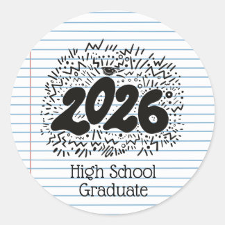 Adesivo Redondo High School Graduate Loose Leaf Paper Sticker