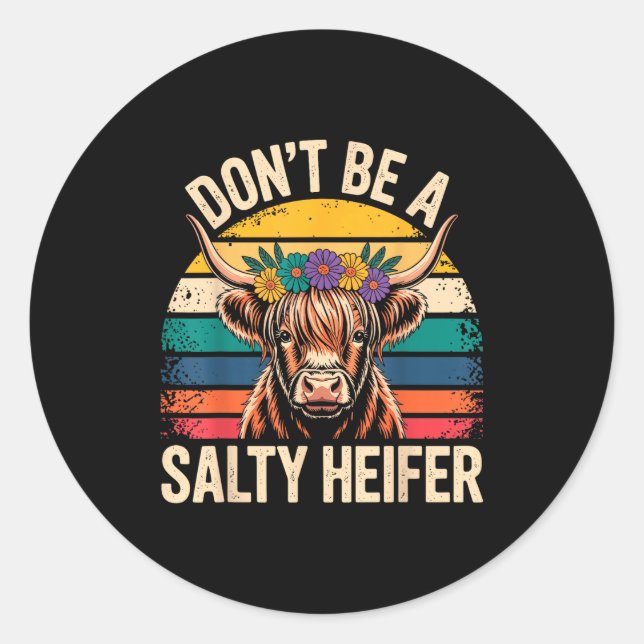 Adesivo Redondo Highland Cow Shirt Funny Men Women  (Frente)