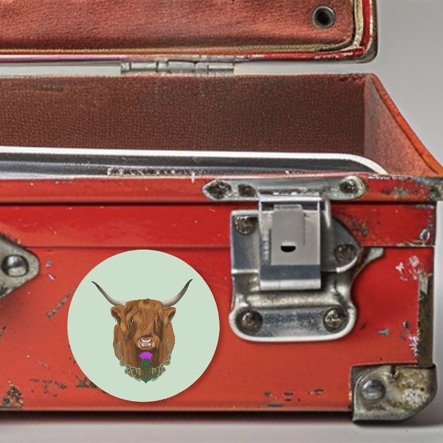 Adesivo Redondo Highland Scottish Cow Purple Celular Knot Work (Criador carregado)