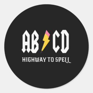 Adesivo Redondo Highway To Spell Pencil Teacher Amp; Estudante Bra