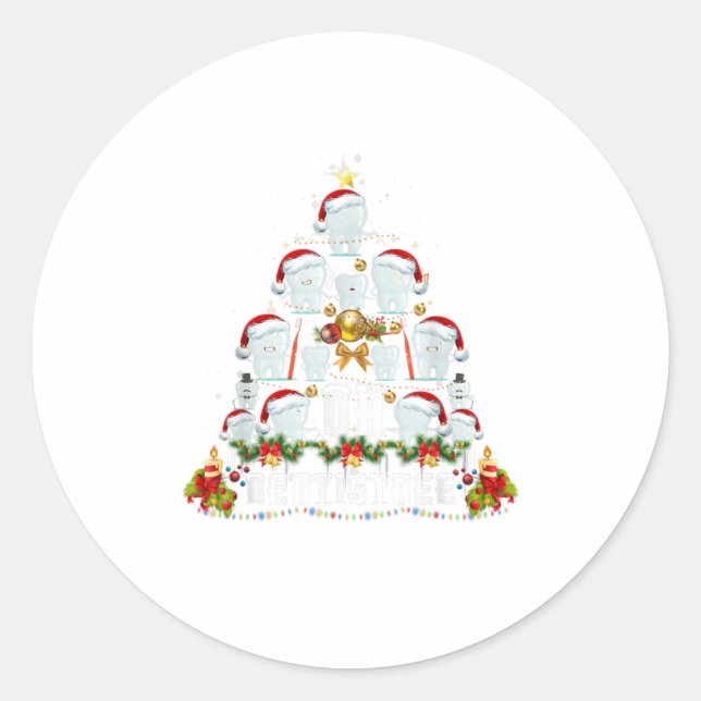 Adesivo Redondo Higiene dentária Oh Dentistree Tooth Xmas (Frente)