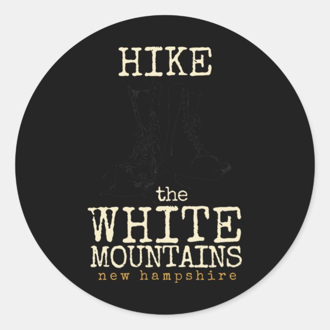 Adesivo Redondo Hike The White Mountains , New Hampshire Tee  (Frente)
