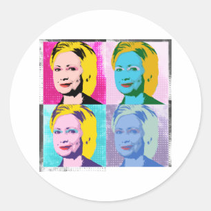 Adesivo Redondo hillary 2016 pop art - -