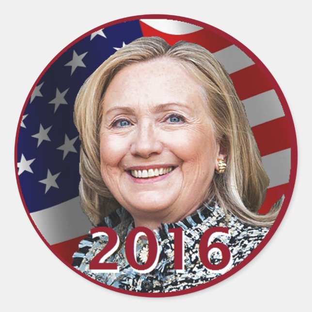 Adesivo Redondo Hillary 2016 Sticker (Frente)