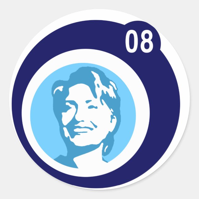 Adesivo Redondo hillary clinton 08. blue bubbles. (Frente)