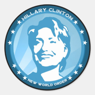 Adesivo Redondo Hillary Clinton 08. raios azuis.