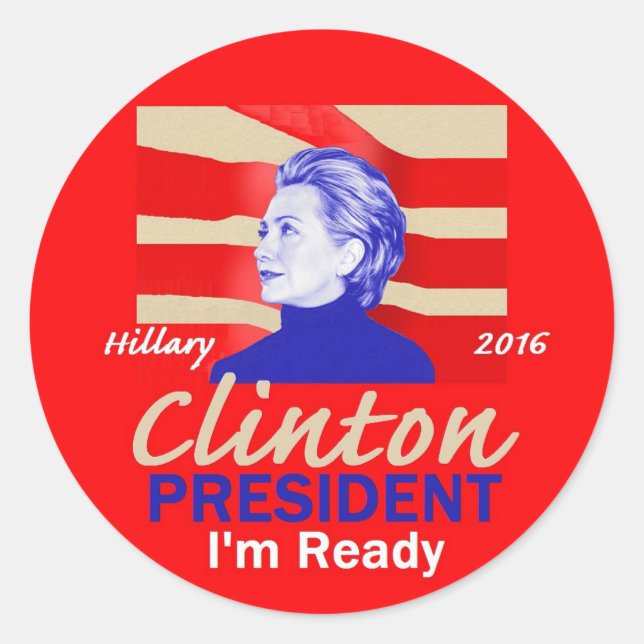 Adesivo Redondo Hillary CLINTON 2016 (Frente)