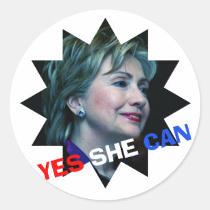 Adesivo Redondo Hillary Clinton 2016 - Sim Ela Pode - Sticker