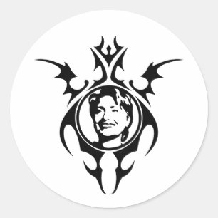 Adesivo Redondo Hillary Clinton design tribal