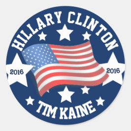 Adesivo Redondo Hillary Clinton e Tim Kaine 2016