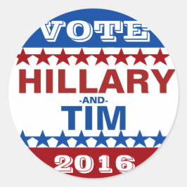 Adesivo Redondo Hillary Clinton e Tim Kaine 2016