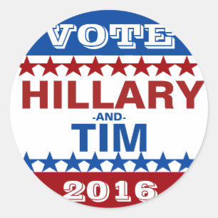 Adesivo Redondo Hillary Clinton e Tim Kaine 2016