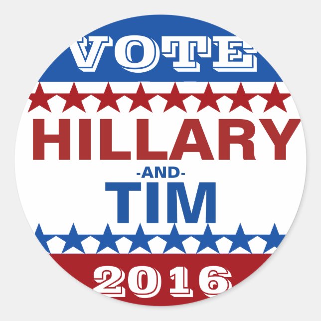 Adesivo Redondo Hillary Clinton e Tim Kaine 2016 (Frente)