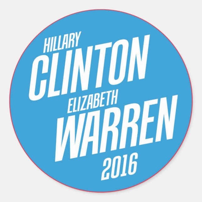 Adesivo Redondo Hillary Clinton - Elizabeth Warren 2016 Stickers (Frente)