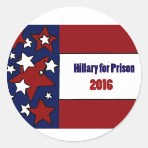 Adesivo Redondo Hillary engraçada para a arte política da prisã