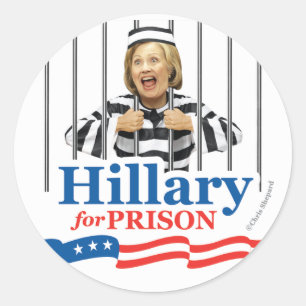Adesivo Redondo HILLARY PARA A PRISÃO! Trancafie Ela! VIRAL GRANDE