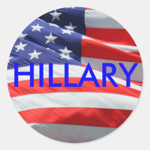 Adesivo Redondo Hillary Running para presidente, bandeira american