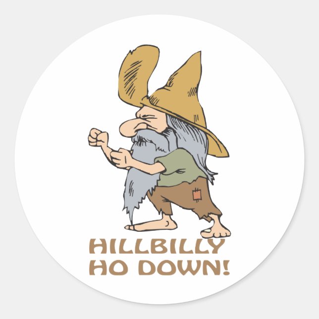 Adesivo Redondo HillBilly Ho Down (Frente)