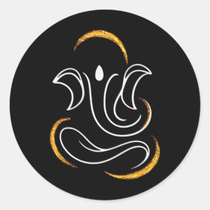 Adesivo Redondo Hindu Ganesha Puja Elefante Deus Índia Meditação Y
