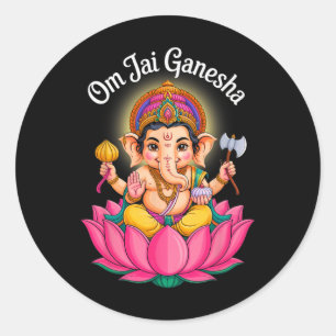 Adesivo Redondo Hindu Ganesha Puja Elefante Deus Índia Meditação Y