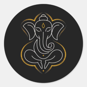 Adesivo Redondo Hindu Ganesha Puja Elefante Deus Índia Meditação Y