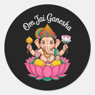 Adesivo Redondo Hindu Ganesha Puja Elefante Deus Índia Meditação Y