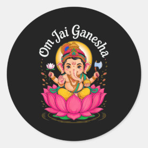 Adesivo Redondo Hindu Ganesha Puja Elephant God India Meditação Y