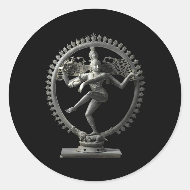 Adesivo Redondo Hindu Shiva Nataraja Dançar Estátua Dançar Natara (Frente)