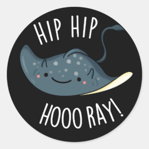 Adesivo Redondo Hip Hip Hoo-ray Engraçado Ray Pun Dark BG