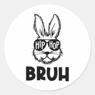 Adesivo Redondo Hip Hop Bruh Meme Easter Bunny Face Sungs Men Bo