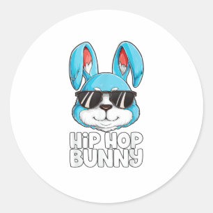 Adesivo Redondo Hip Hop Bunny Páscoa Boys Raparigas Miúdas Homens 