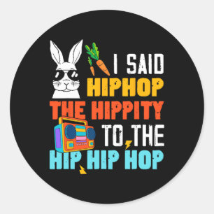 Adesivo Redondo Hip Hop Hippity Engraçado Páscoa Coelhinhos Menina