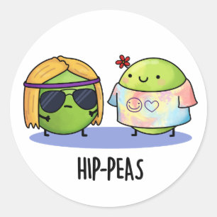 Adesivo Redondo Hip-peas Engraçado Hippie Peas Pun