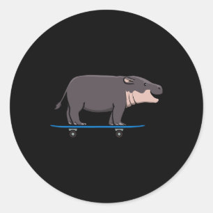 Adesivo Redondo Hipopótamo Vida Selvagem Animal Skate Skatista