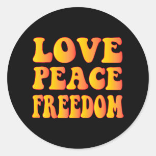 Adesivo Redondo Hippie AMVE PEACE FREEDOM 60s 70s Tie Morte
